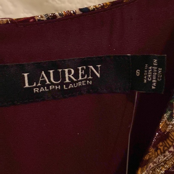 Lauren Ralph Lauren metallic gold and purple paisley dress, NWT, size 6 - Picture 3 of 6